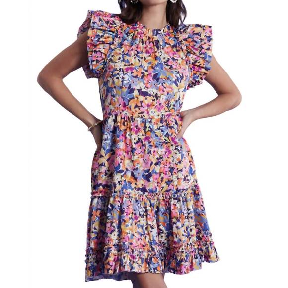 NEW TYLER BOE ursula cotton bouquet dress in multi-colored - Picture 2 of 4